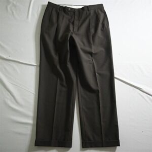 Palm Beach 36x32 Brown Pleated Cuffed Mens Dress Pants